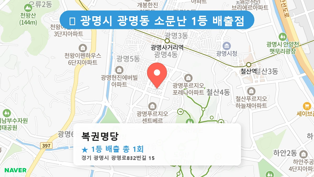 경기 광명시 광명동 광명동 로또 명당 복권명당 1등 당첨 배출점 전경