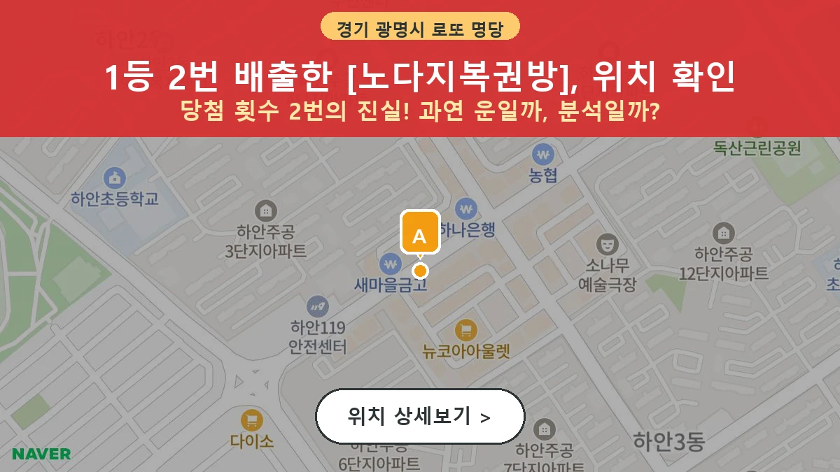 경기 광명시 하안동 로또 명당 노다지복권방 1등 당첨 배출점 전경