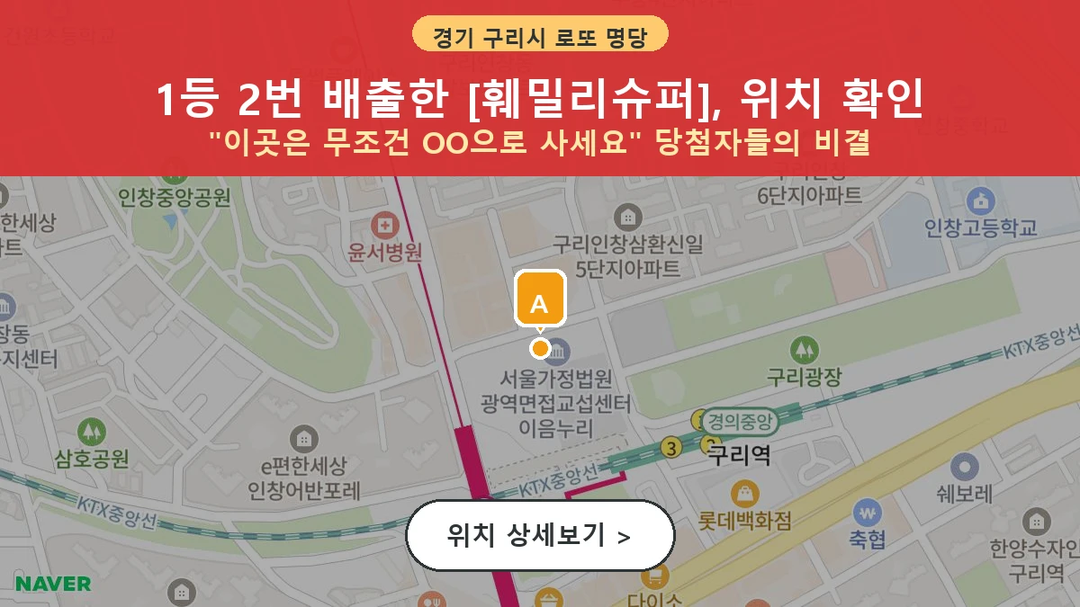 경기 구리시 인창동 로또 명당 훼밀리슈퍼 1등 당첨 배출점 전경