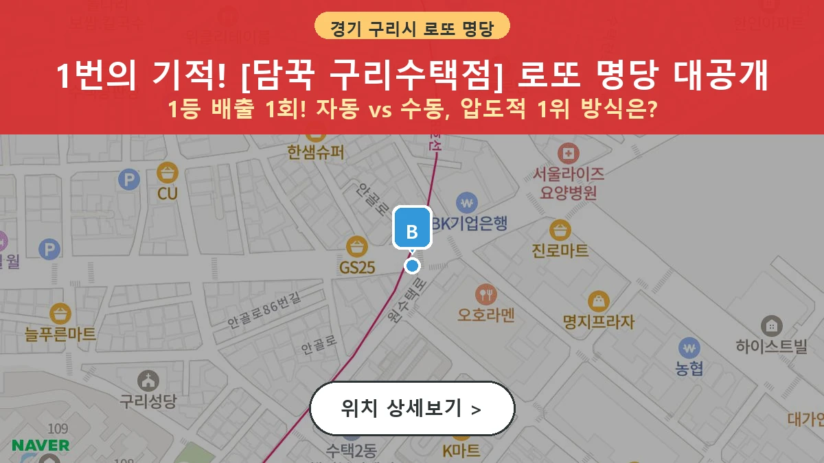 경기 구리시 수택동 로또 명당 담꾹 구리수택점 1등 당첨 배출점 전경