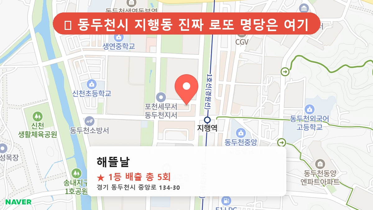 경기 동두천시 지행동 로또 명당 해뜰날 1등 당첨 배출점 전경