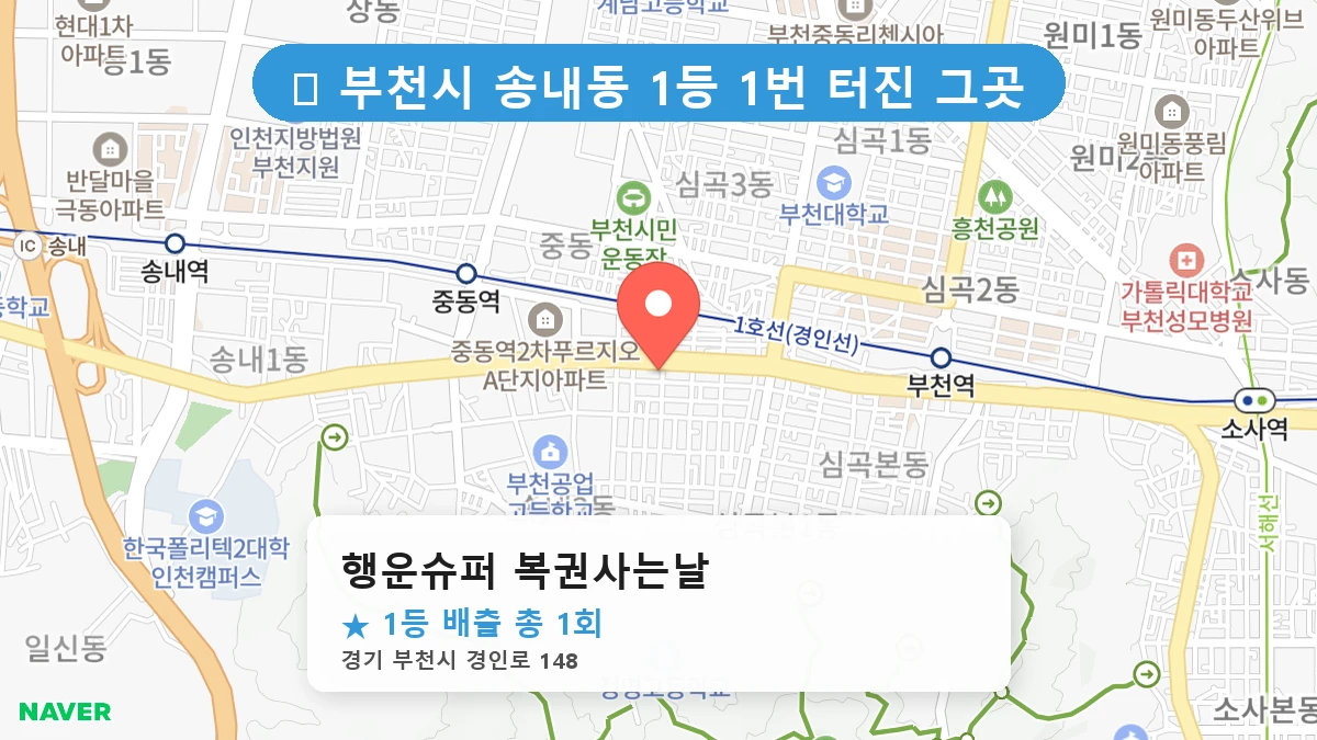 경기 부천시 송내동 송내동 로또 명당 행운슈퍼 복권사는날 1등 당첨 배출점 전경