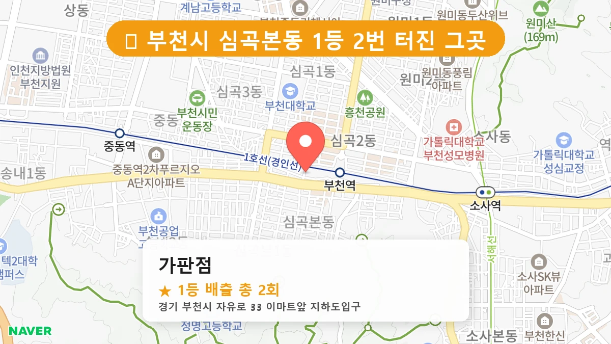 경기 부천시 심곡본동 로또 명당 가판점 1등 당첨 배출점 전경