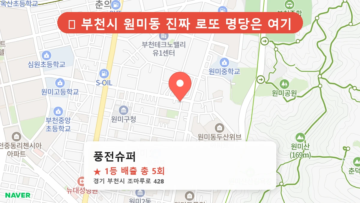 경기 부천시 원미동 로또 명당 풍전슈퍼 1등 당첨 배출점 전경