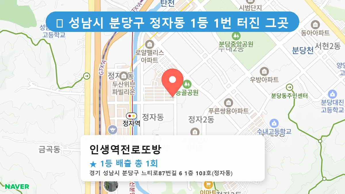 경기 성남시 분당구 정자동 정자동 로또 명당 인생역전로또방 1등 당첨 배출점 전경