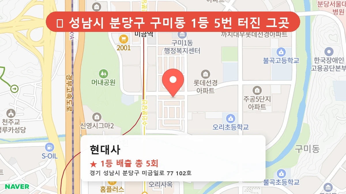 경기 성남시 분당구 구미동 로또 명당 현대사 1등 당첨 배출점 전경