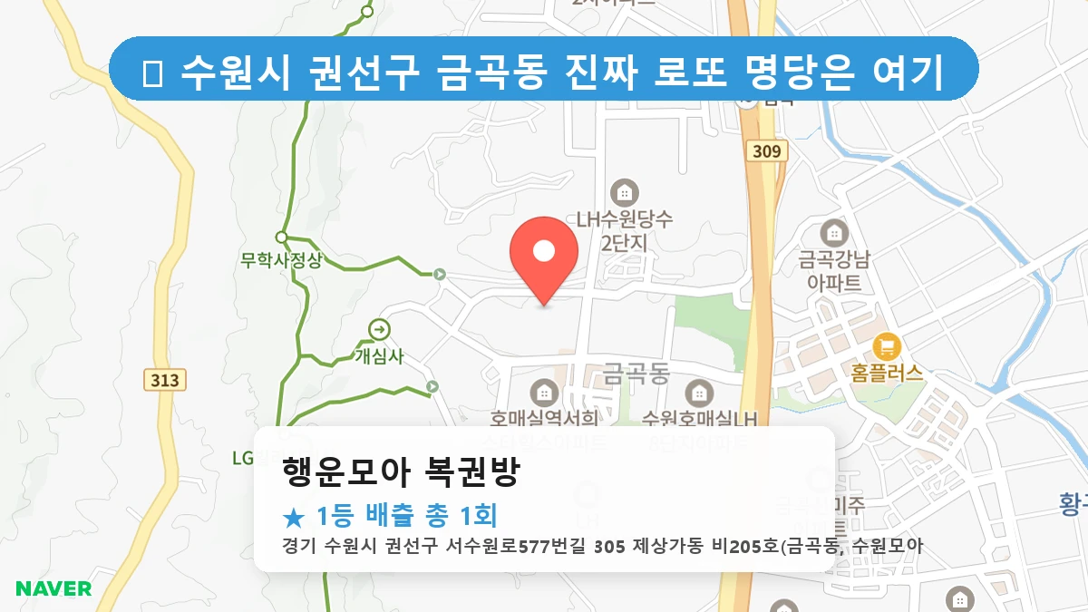 경기 수원시 권선구 금곡동 금곡동 로또 명당 행운모아 복권방 1등 당첨 배출점 전경