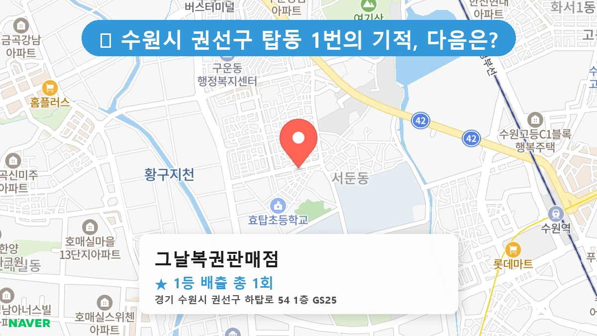 경기 수원시 권선구 탑동 탑동 로또 명당 그날복권판매점 1등 당첨 배출점 전경