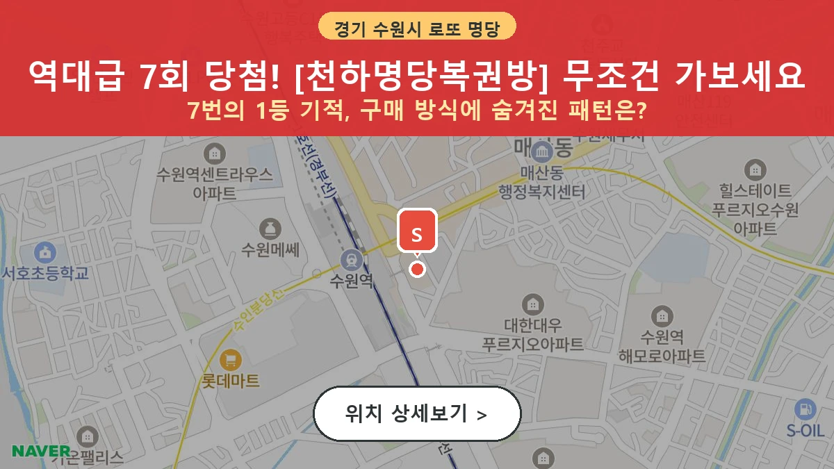 경기 수원시 팔달구 매산로1가 로또 명당 천하명당복권방 1등 당첨 배출점 전경