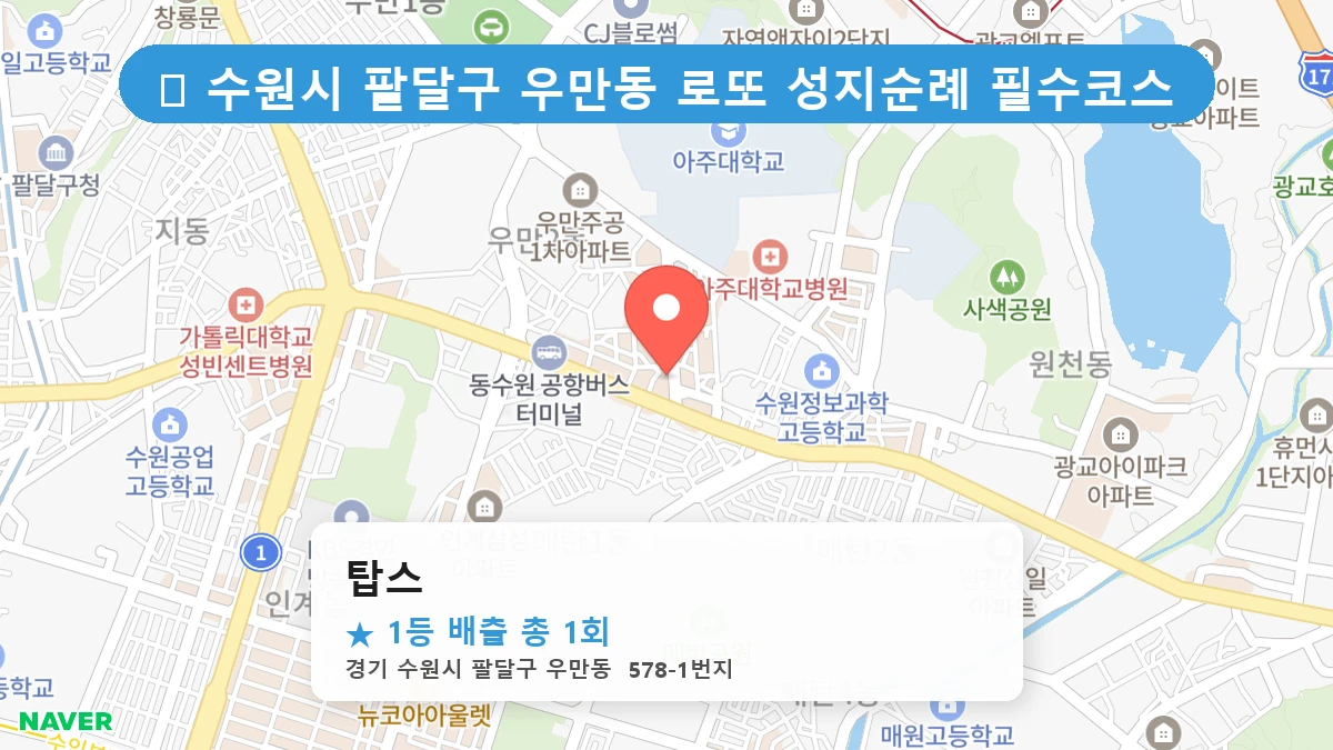 경기 수원시 팔달구 우만동 우만동 로또 명당 탑스 1등 당첨 배출점 전경
