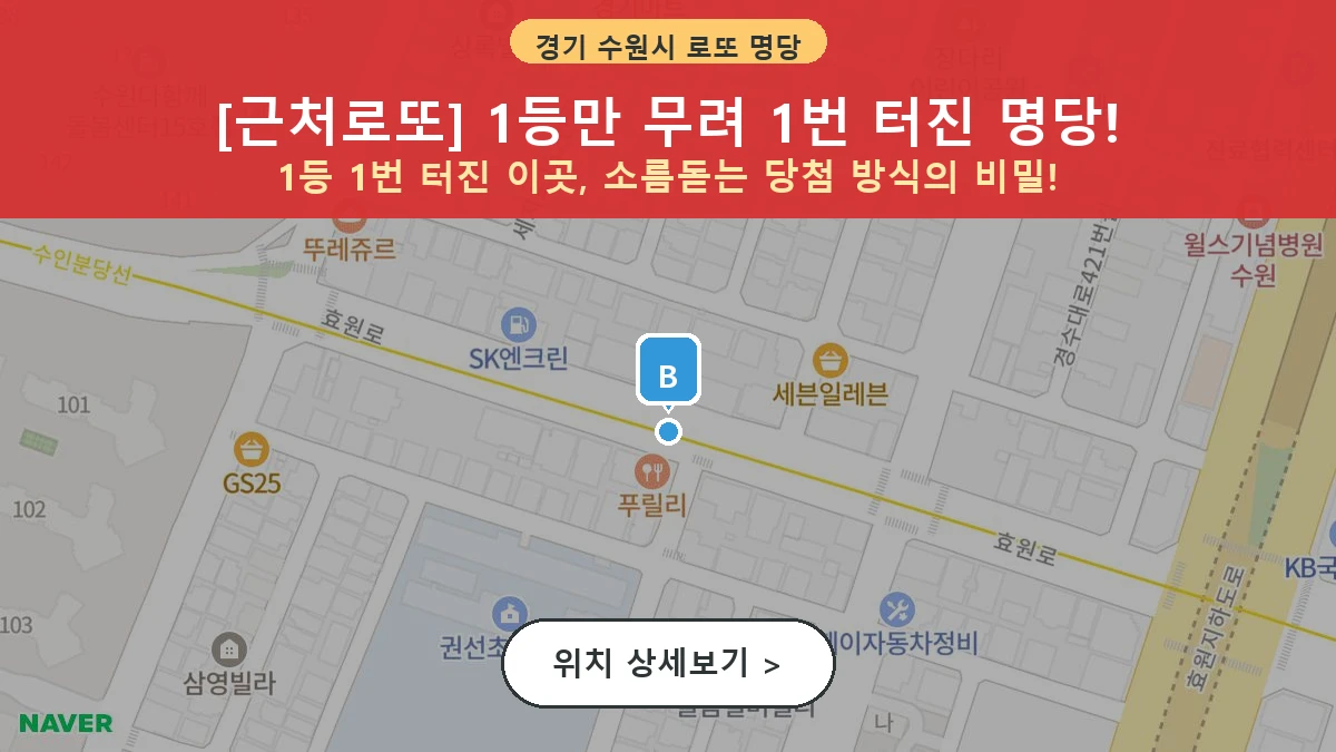 경기 수원시 팔달구 인계동 로또 명당 근처로또 1등 당첨 배출점 전경