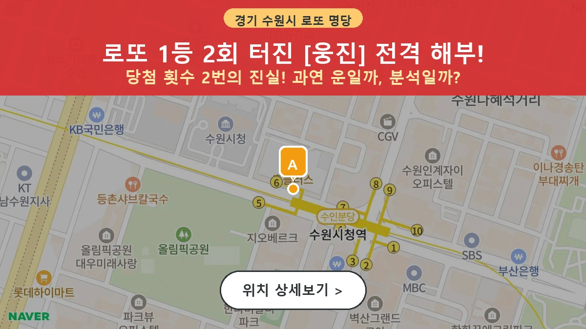 경기 수원시 팔달구 인계동 로또 명당 웅진 1등 당첨 배출점 전경