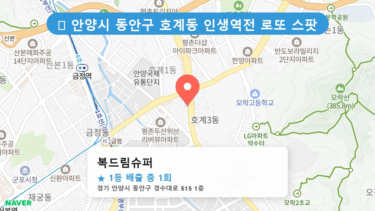 경기 안양시 동안구 호계동 호계동 로또 명당 복드림슈퍼 1등 당첨 배출점 전경