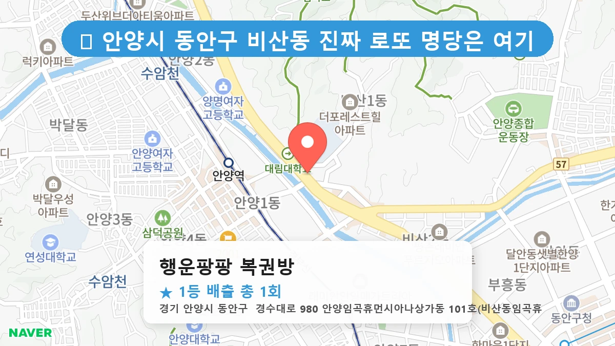 경기 안양시 동안구 비산동 비산동 로또 명당 행운팡팡 복권방 1등 당첨 배출점 전경