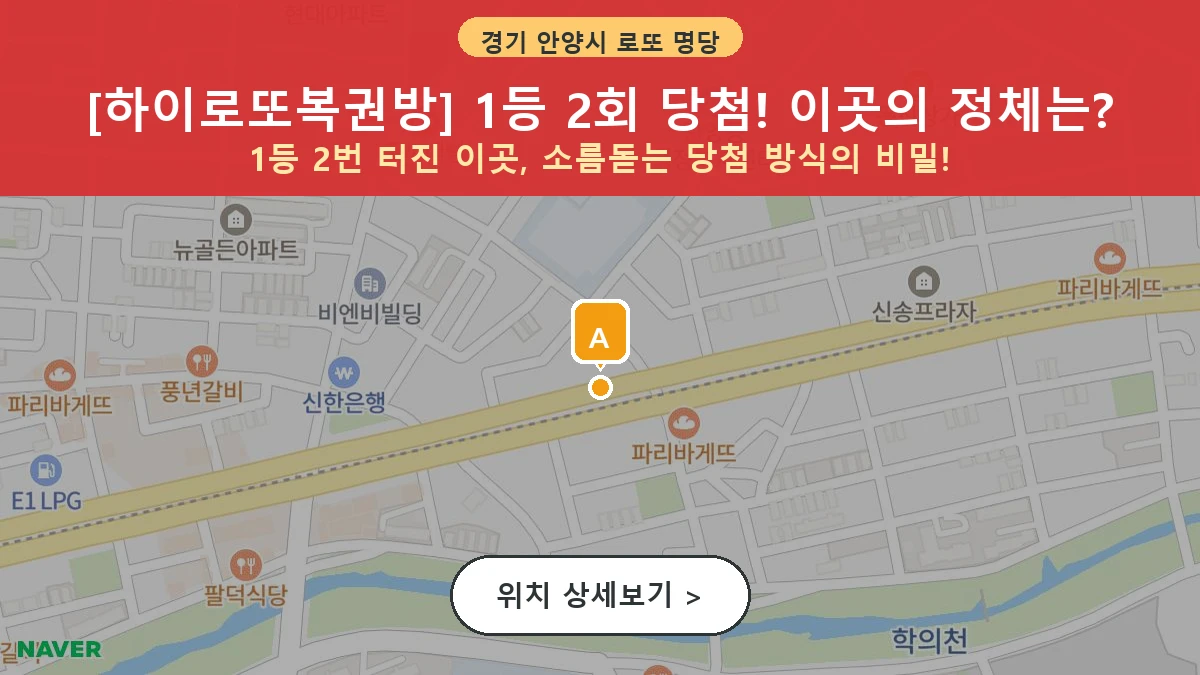 경기 안양시 동안구 관양동 로또 명당 하이로또복권방 1등 당첨 배출점 전경