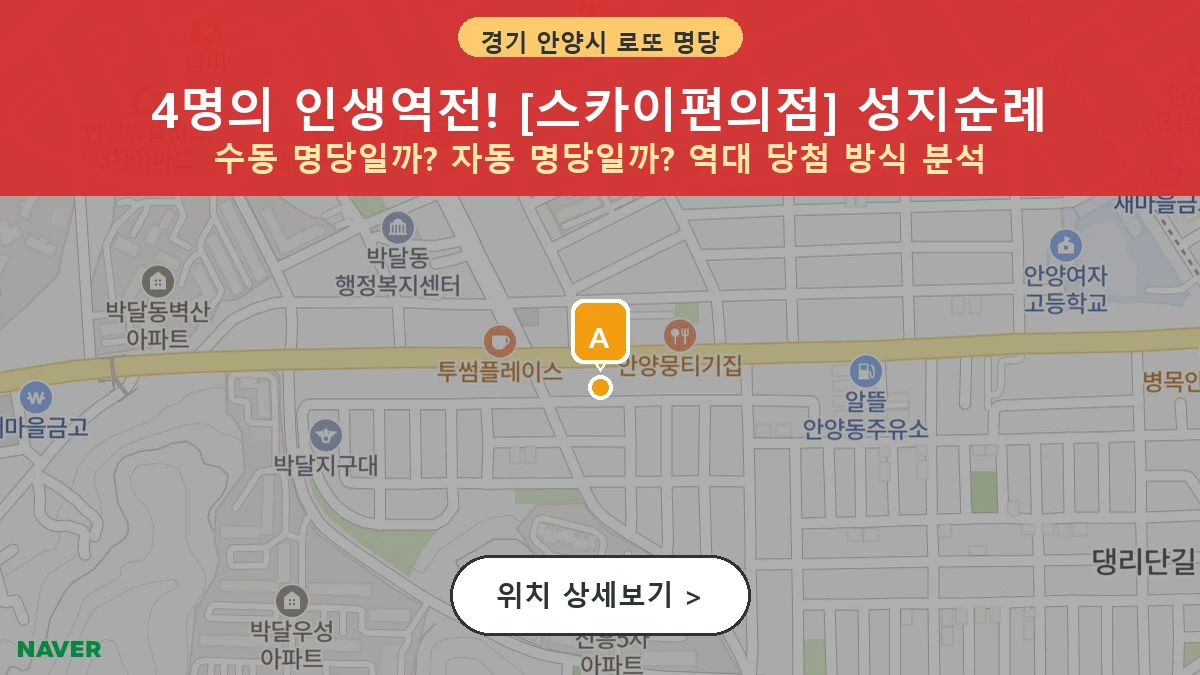 경기 안양시 만안구 박달동 로또 명당 스카이편의점 1등 당첨 배출점 전경