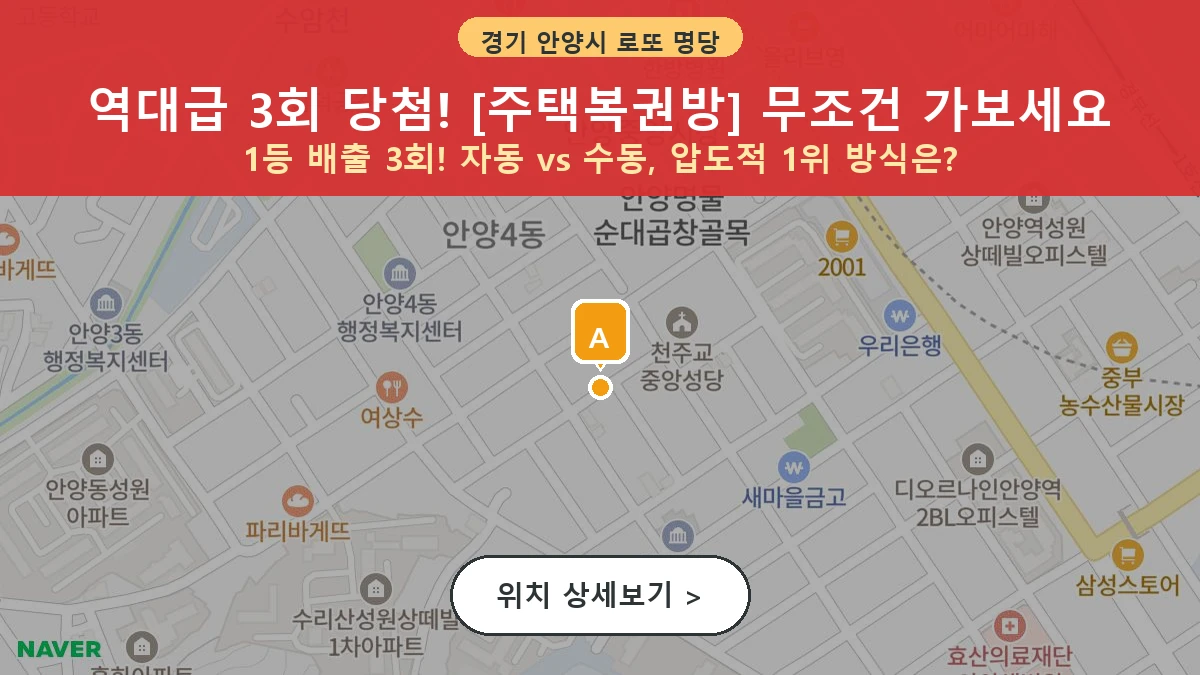 경기 안양시 만안구 안양동 로또 명당 주택복권방 1등 당첨 배출점 전경