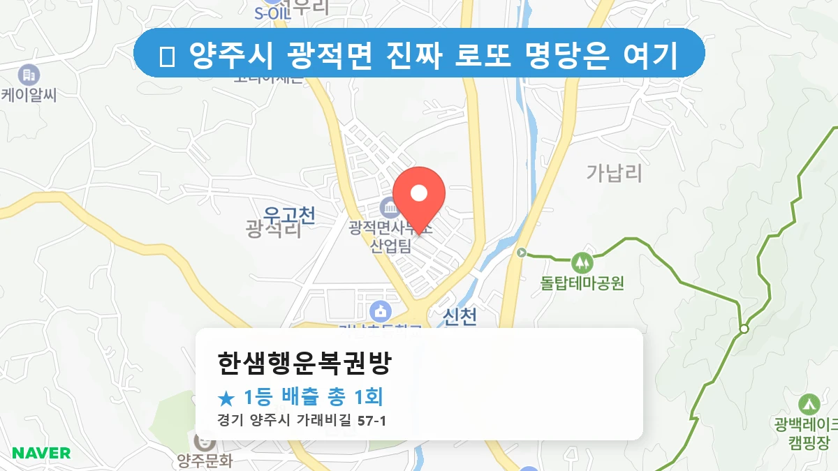 경기 양주시 광적면 광적면 로또 명당 한샘행운복권방 1등 당첨 배출점 전경