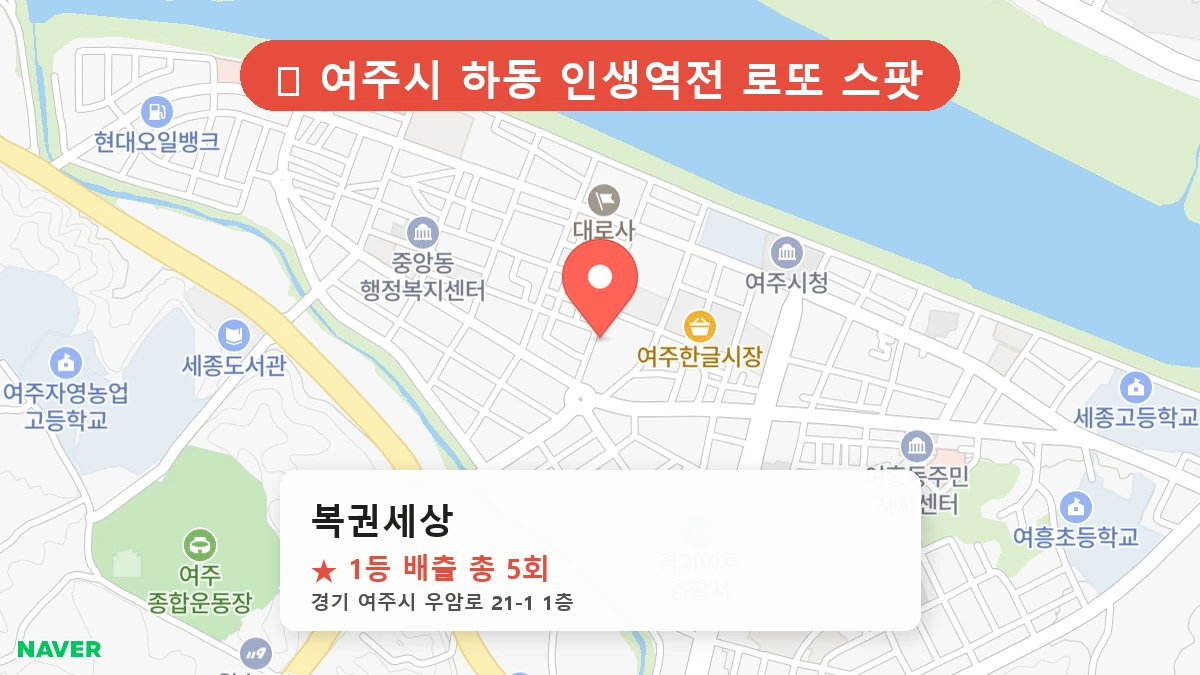 경기 여주시 하동 로또 명당 복권세상 1등 당첨 배출점 전경