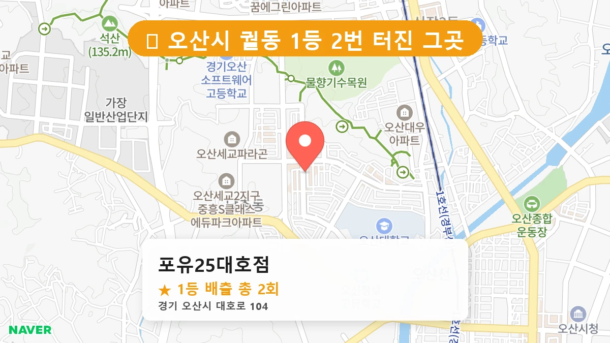 경기 오산시 궐동 로또 명당 포유25대호점 1등 당첨 배출점 전경