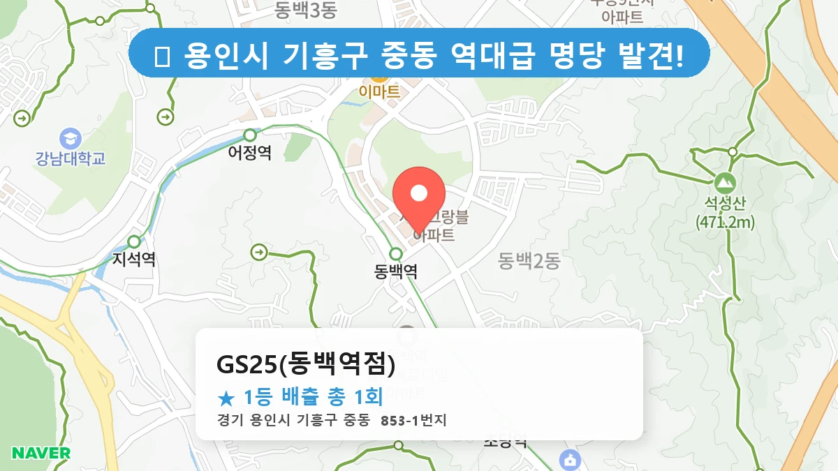 경기 용인시 기흥구 중동 중동 로또 명당 GS25(동백역점) 1등 당첨 배출점 전경