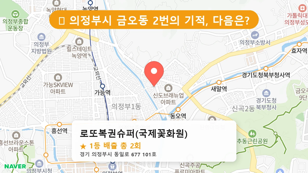 경기 의정부시 금오동 로또 명당 로또복권슈퍼(국제꽃화원) 1등 당첨 배출점 전경