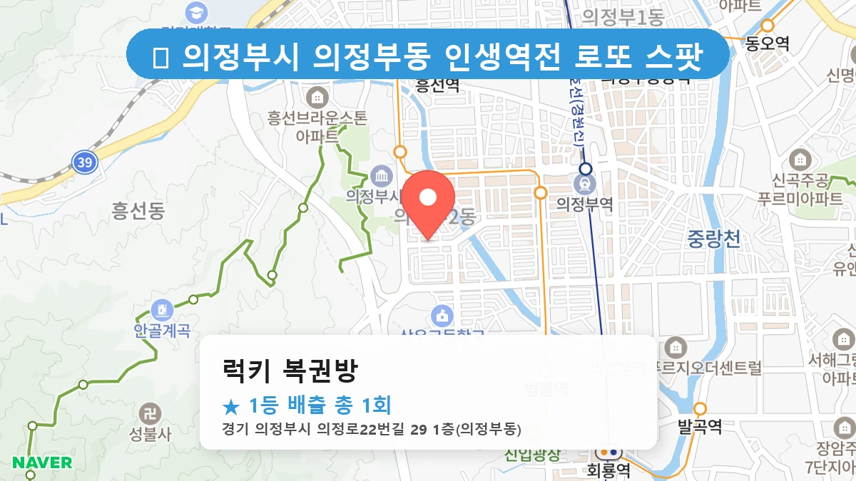경기 의정부시 의정부동 의정부동 로또 명당 럭키 복권방 1등 당첨 배출점 전경