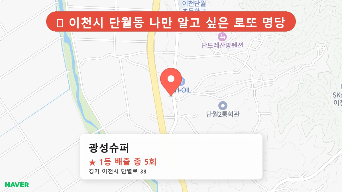 경기 이천시 단월동 로또 명당 광성슈퍼 1등 당첨 배출점 전경