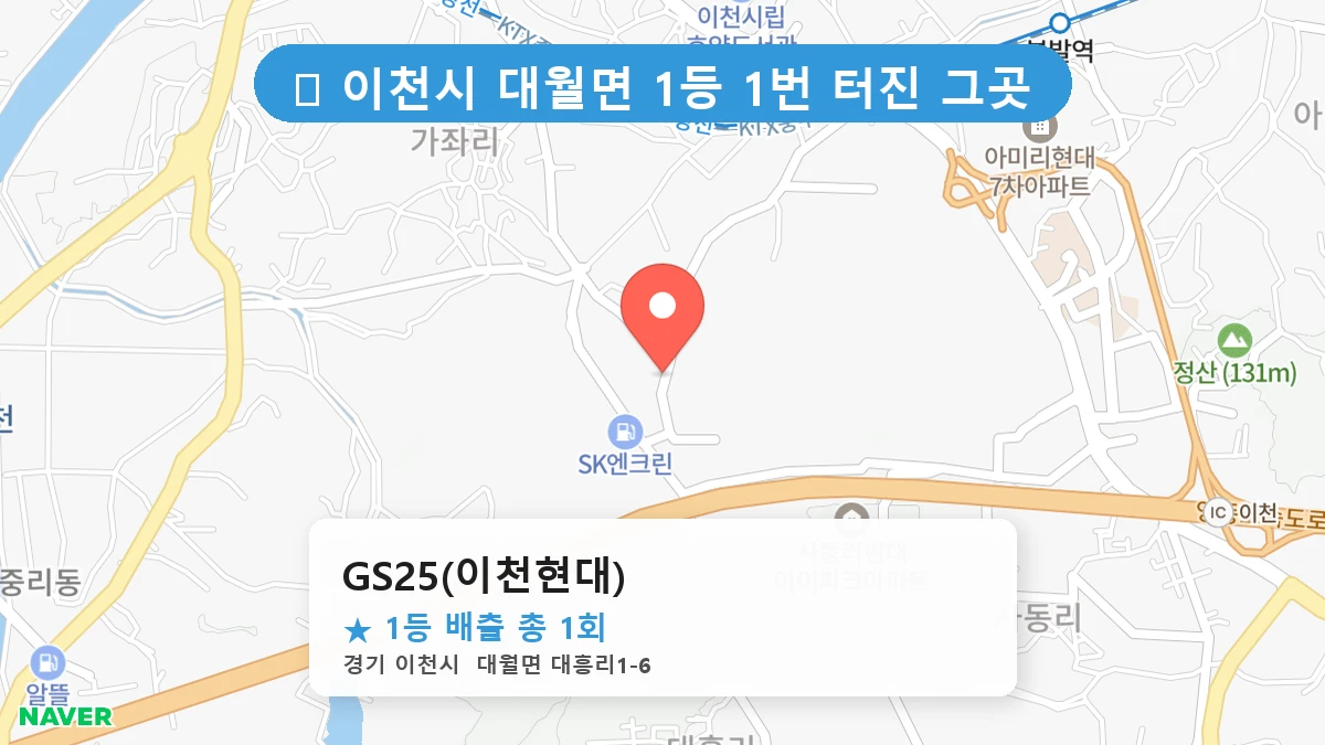 경기 이천시 대월면 로또 명당 GS25(이천현대) 1등 당첨 배출점 전경