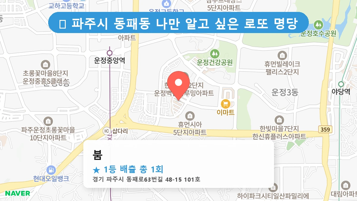 경기 파주시 동패동 동패동 로또 명당 붐 1등 당첨 배출점 전경