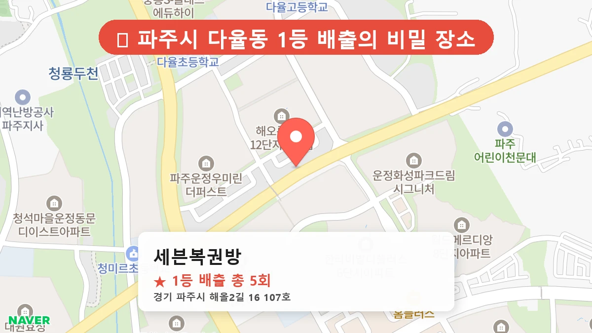 경기 파주시 다율동 로또 명당 세븐복권방 1등 당첨 배출점 전경