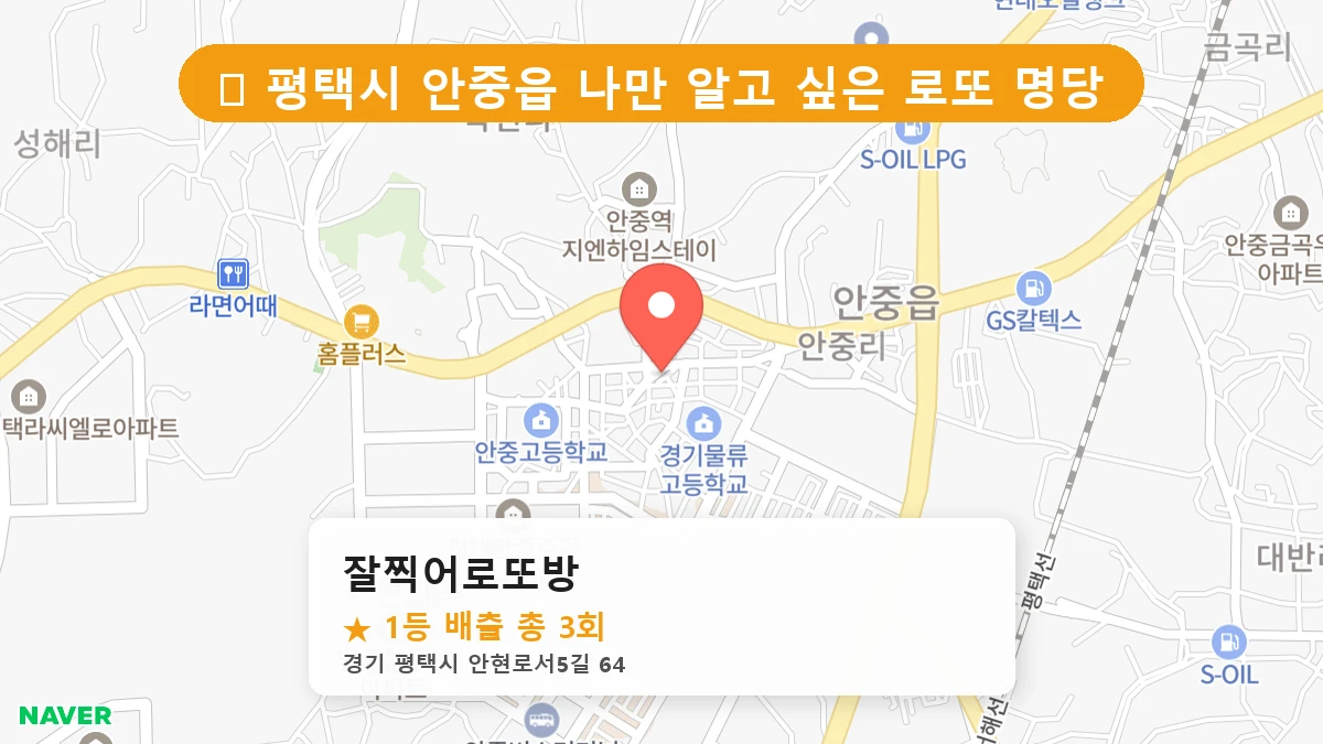경기 평택시 안중읍 로또 명당 잘찍어로또방 1등 당첨 배출점 전경
