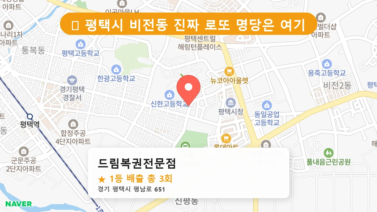 경기 평택시 비전동 로또 명당 드림복권전문점 1등 당첨 배출점 전경