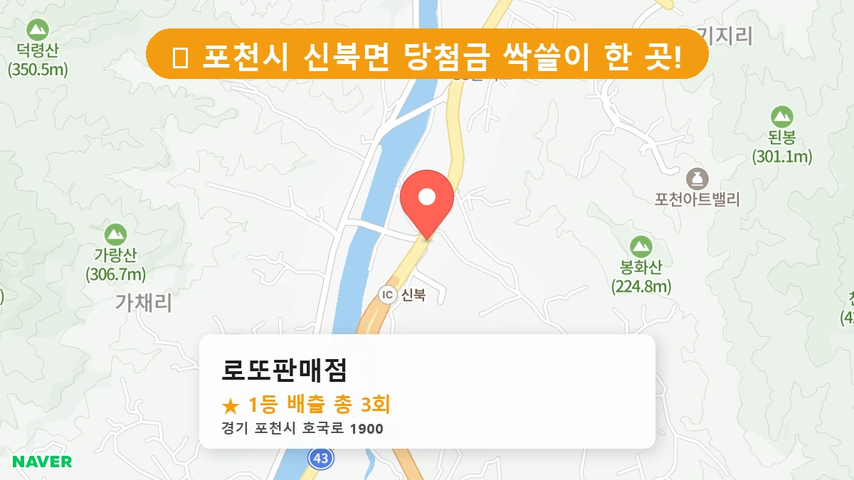 경기 포천시 신북면 로또 명당 로또판매점 1등 당첨 배출점 전경
