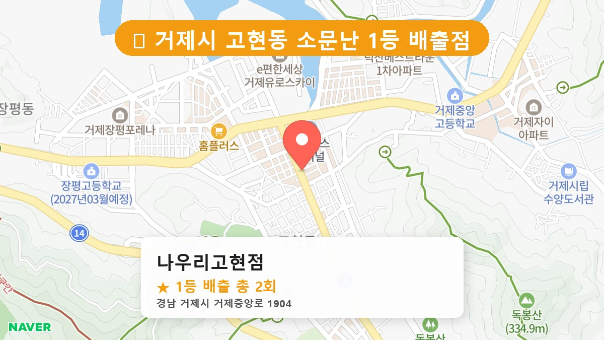 경남 거제시 고현동 고현동 로또 명당 나우리고현점 1등 당첨 배출점 전경