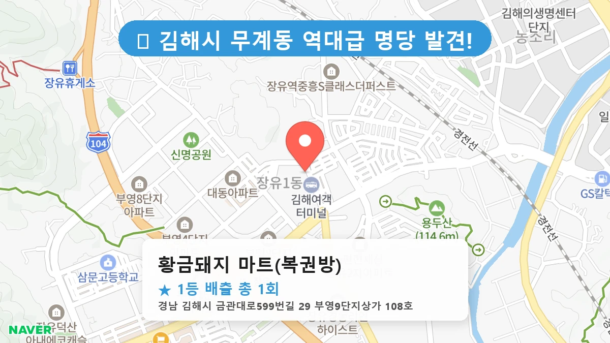경남 김해시 무계동 무계동 로또 명당 황금돼지 마트(복권방) 1등 당첨 배출점 전경