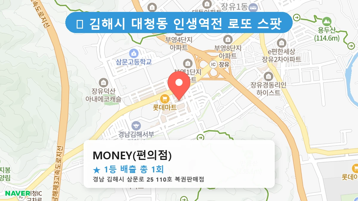 경남 김해시 대청동 대청동 로또 명당 MONEY(편의점) 1등 당첨 배출점 전경