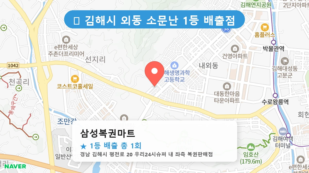 경남 김해시 외동 외동 로또 명당 삼성복권마트 1등 당첨 배출점 전경