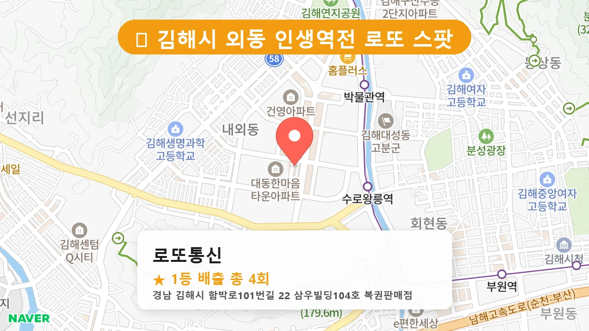경남 김해시 외동 외동 로또 명당 로또통신 1등 당첨 배출점 전경