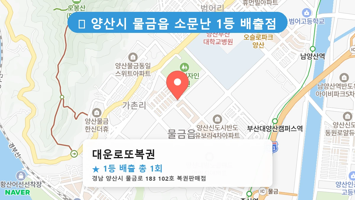 경남 양산시 물금읍 물금읍 로또 명당 대운로또복권 1등 당첨 배출점 전경