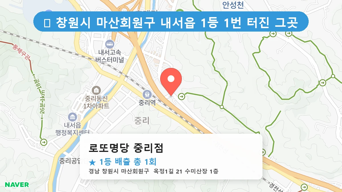 경남 창원시 마산회원구 내서읍 내서읍 로또 명당 로또명당 중리점 1등 당첨 배출점 전경