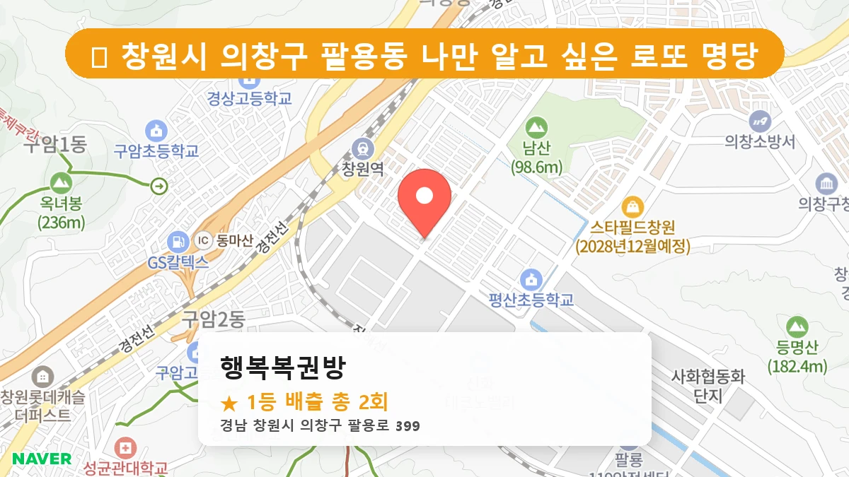 경남 창원시 의창구 팔용동 팔용동 로또 명당 행복복권방 1등 당첨 배출점 전경