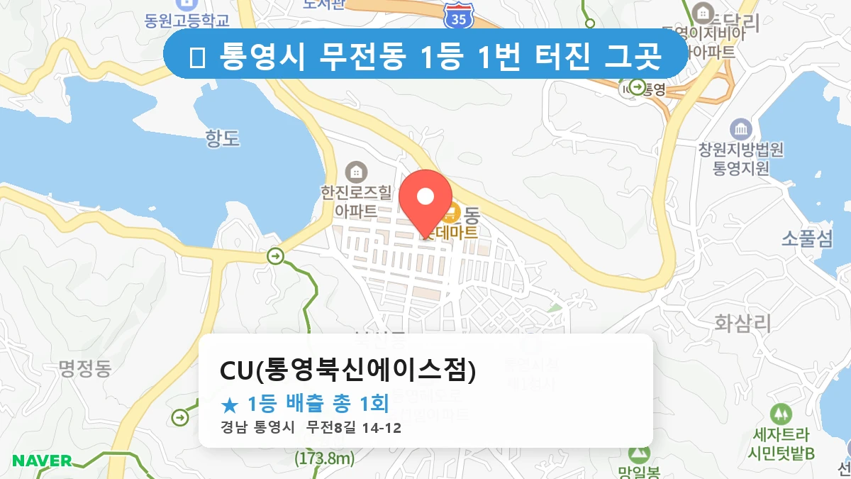 경남 통영시 무전동 무전동 로또 명당 CU(통영북신에이스점) 1등 당첨 배출점 전경