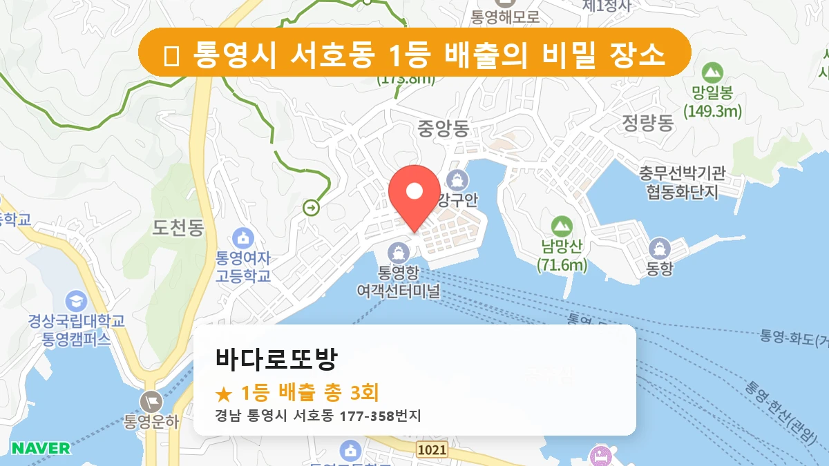 경남 통영시 서호동 서호동 로또 명당 바다로또방 1등 당첨 배출점 전경
