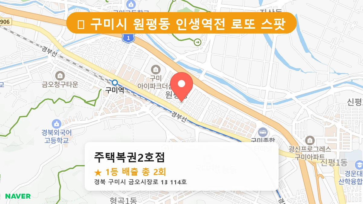 경북 구미시 원평동 원평동 로또 명당 주택복권2호점 1등 당첨 배출점 전경