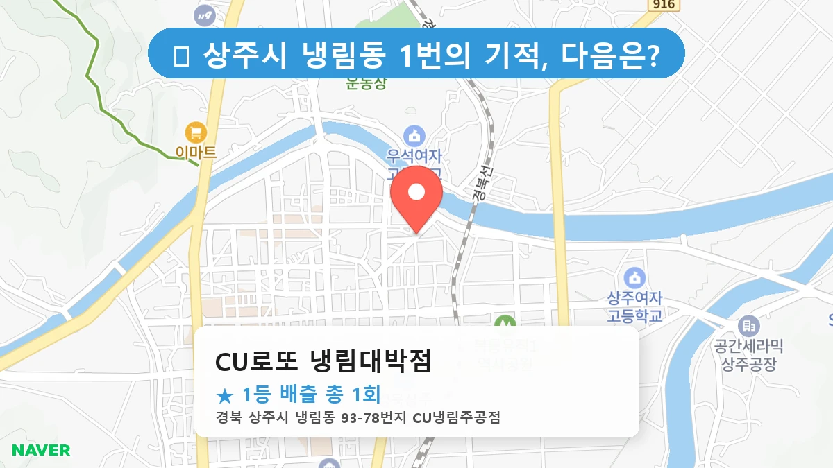 경북 상주시 냉림동 냉림동 로또 명당 CU로또 냉림대박점 1등 당첨 배출점 전경
