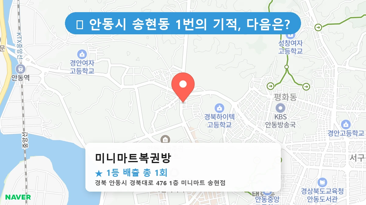 경북 안동시 송현동 송현동 로또 명당 미니마트복권방 1등 당첨 배출점 전경