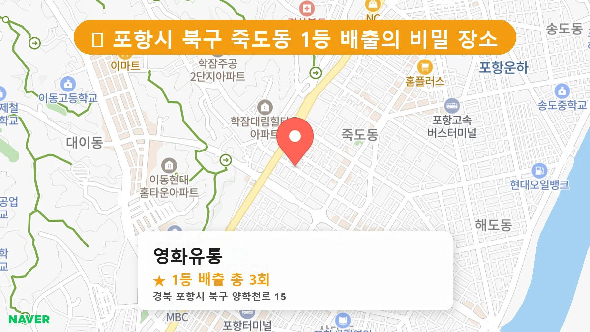 경북 포항시 북구 죽도동 죽도동 로또 명당 영화유통 1등 당첨 배출점 전경