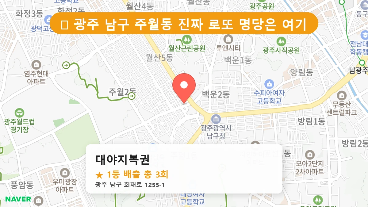 광주 남구 주월동 로또 명당 대야지복권 1등 당첨 배출점 전경