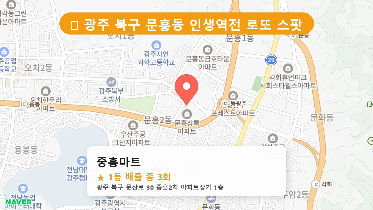 광주 북구 문흥동 로또 명당 중흥마트 1등 당첨 배출점 전경
